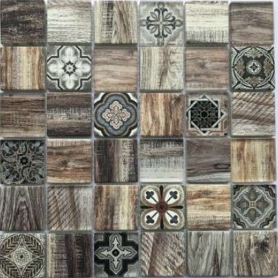 Мозаика Bonaparte Мозаика стеклянная Rabat Brown, чип 48x48 мм, 30x30 см