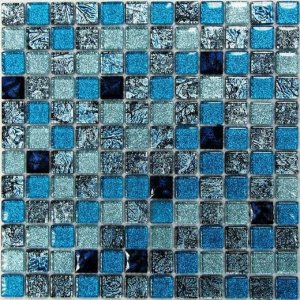Мозаика Bonaparte Мозаика стеклянная Satin Blue, чип 23x23 мм, 30x30 см